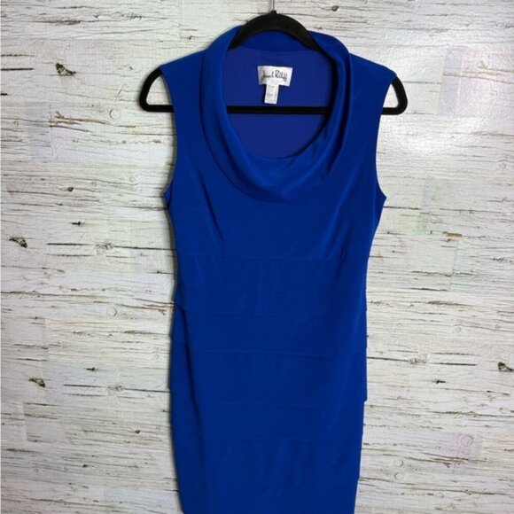 Joseph Ribkoff Blue Sheath Dress with Cowl Neck size 8 - Picture 1 of 7